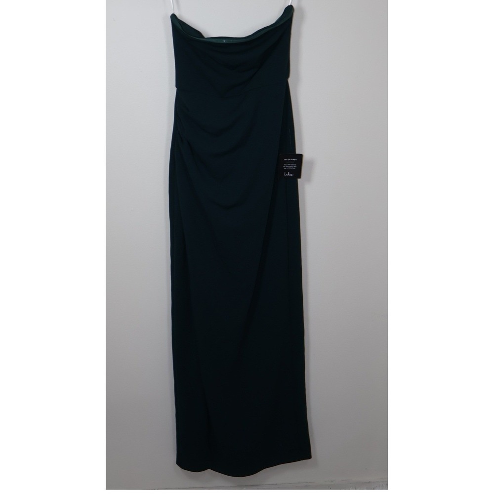 Lulu's Dress Small Emerald Green Strapless Side Slit  Foxy Formal  Maxi